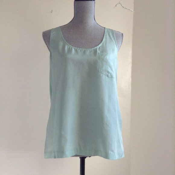 NWT J.Crew Women's 2 Light 100% Silk Pocket Sleeveless Tank Top 39370 Green - Picture 4 of 14